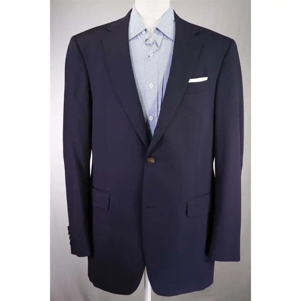 Hart Schaffner Marx Navy Blue Gold Metal Buttons Wool Blazer Jacket 40L